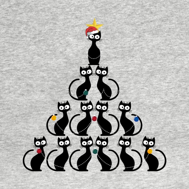 Christmas Black Cat Christmas Tree by Skylane